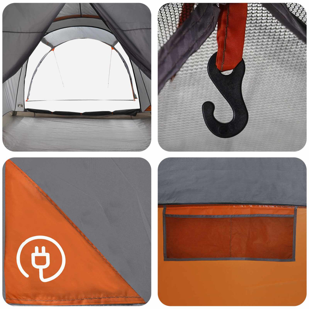 Produktbild för Tunneltält Grå och orange 370 x 275 x 210 cm Polyester och Stål