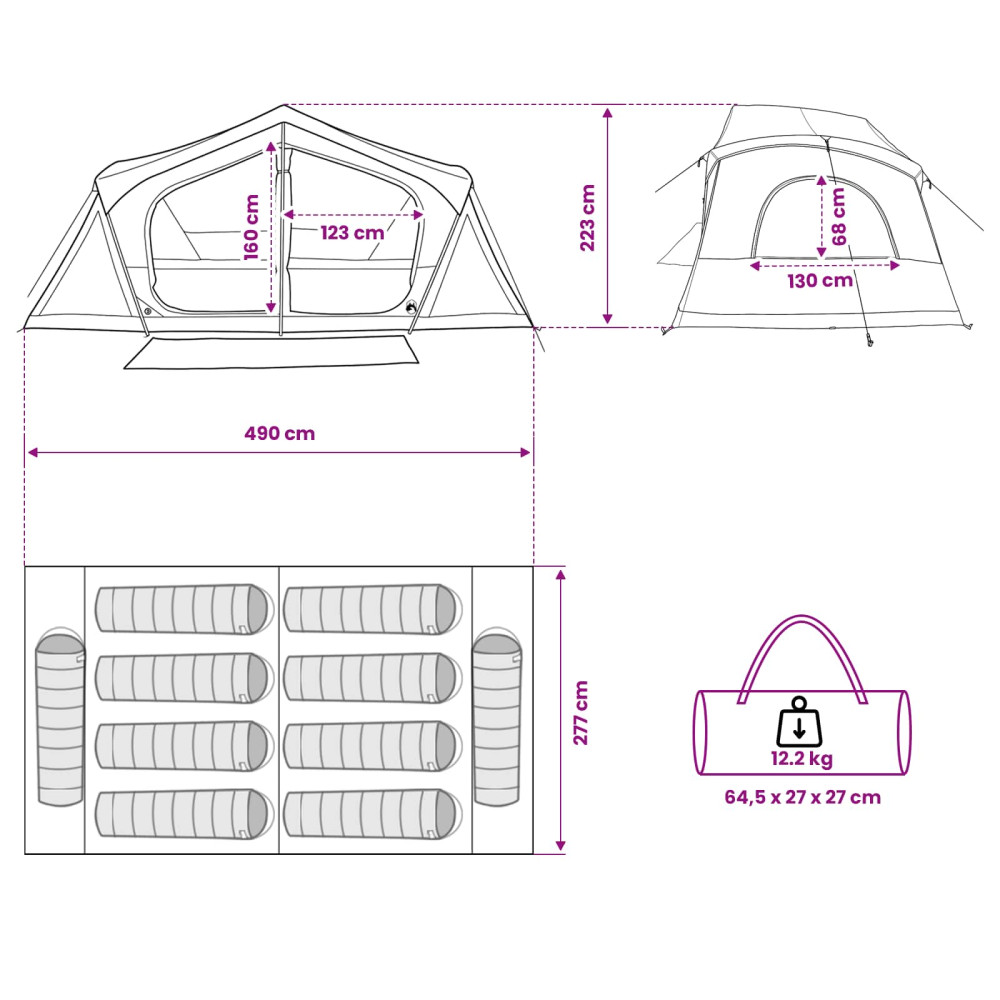 Produktbild för Stuga Tält med tak Grön 480 x 273 x 205 cm Polyester och Stål