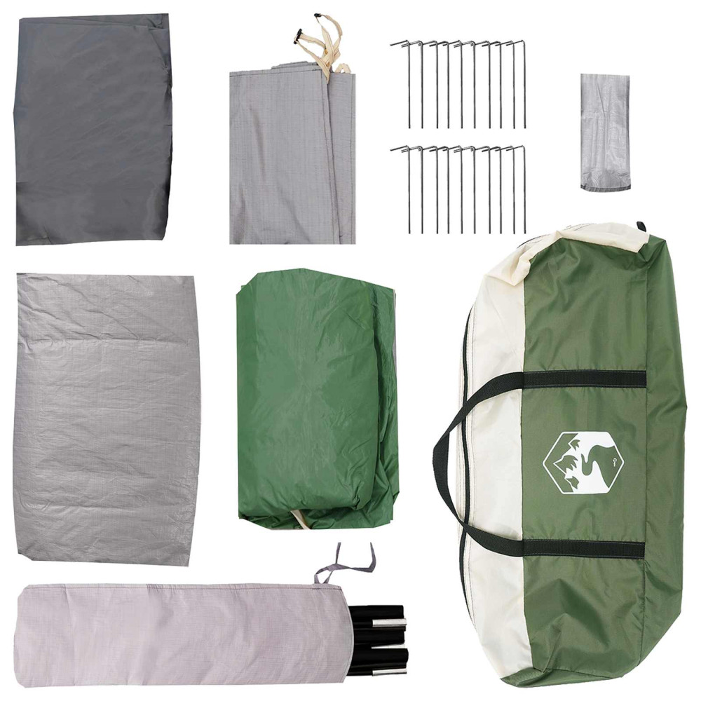 Produktbild för Stuga Tält med tak Grön 480 x 273 x 205 cm Polyester och Stål