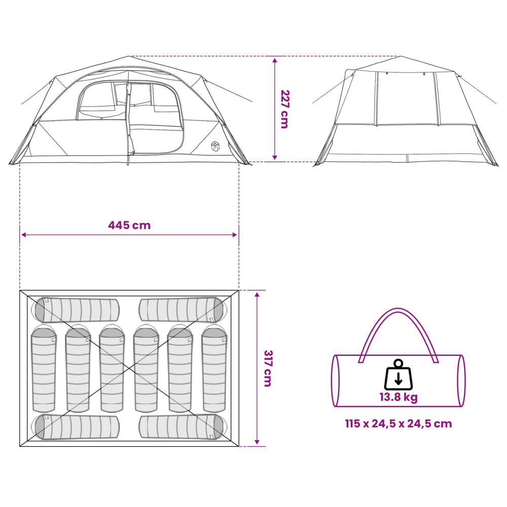 Produktbild för Instant Tält med tak Blå 365 x 280 x 200 cm Polyester och Stål