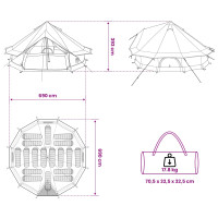 Produktbild för Tipi Tält med tak Blå 700 x 700 x 395 cm Polyester och Stål