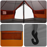 Produktbild för Tipi Tält Grå och orange 700 x 700 x 395 cm Polyester och Stål
