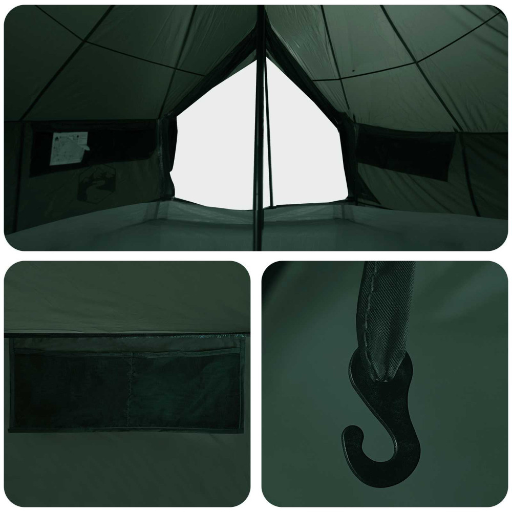 Produktbild för Tipi Tält Armégrön 700 x 700 x 395 cm Polyester och Stål