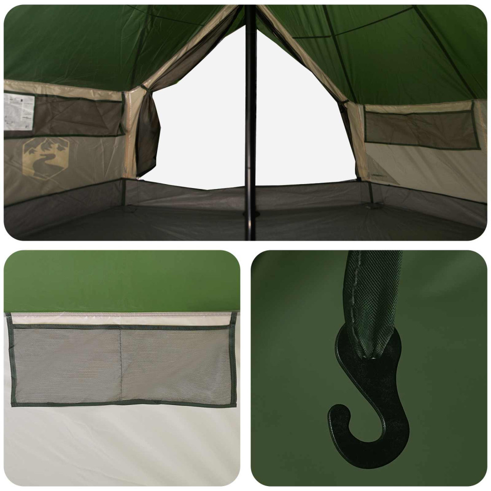Produktbild för Tipi Tält med tak Grön 800 x 800 x 430 cm Polyester och Stål