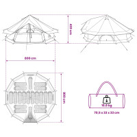 Produktbild för Tipi Tält med tak Grön 800 x 800 x 430 cm Polyester och Stål