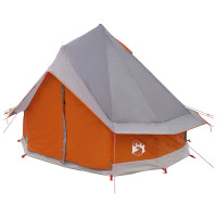 Produktbild för Tipi Tält Grå och orange 250 x 250 cm Polyester och Stål