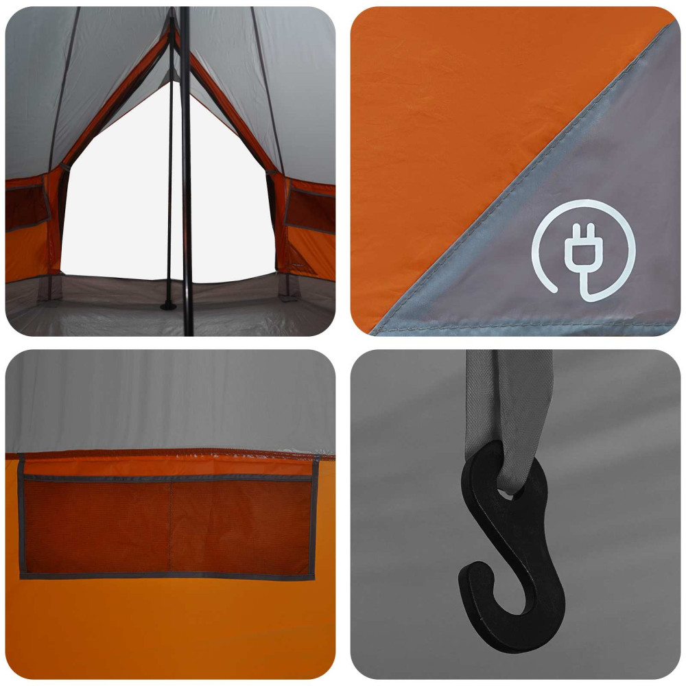 Produktbild för Tipi Tält Grå och orange 250 x 250 cm Polyester och Stål