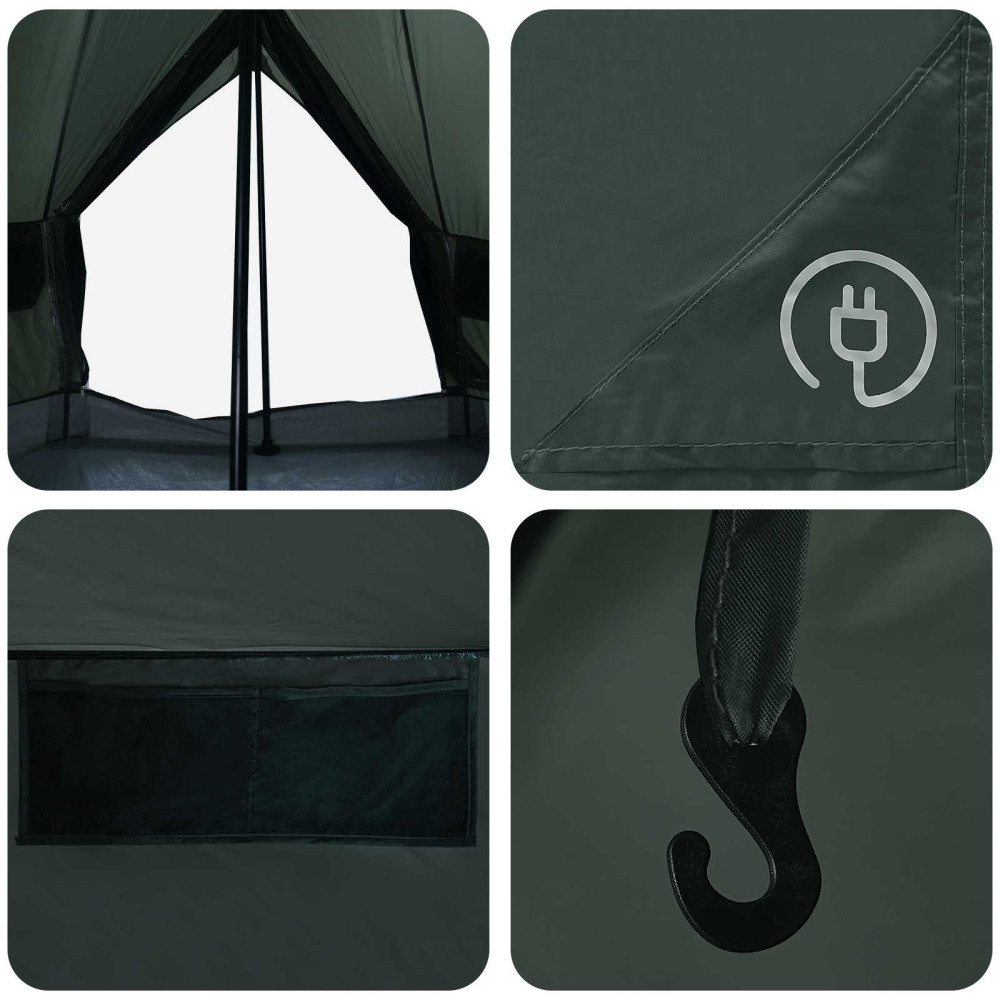 Produktbild för Tipi Tält med tak Armégrön 250 x 250 cm Polyester och Stål