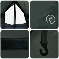 Produktbild för Tipi Tält med tak Armégrön 250 x 250 cm Polyester och Stål