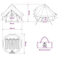Produktbild för Tipi Tält med tak Armégrön 250 x 250 cm Polyester och Stål