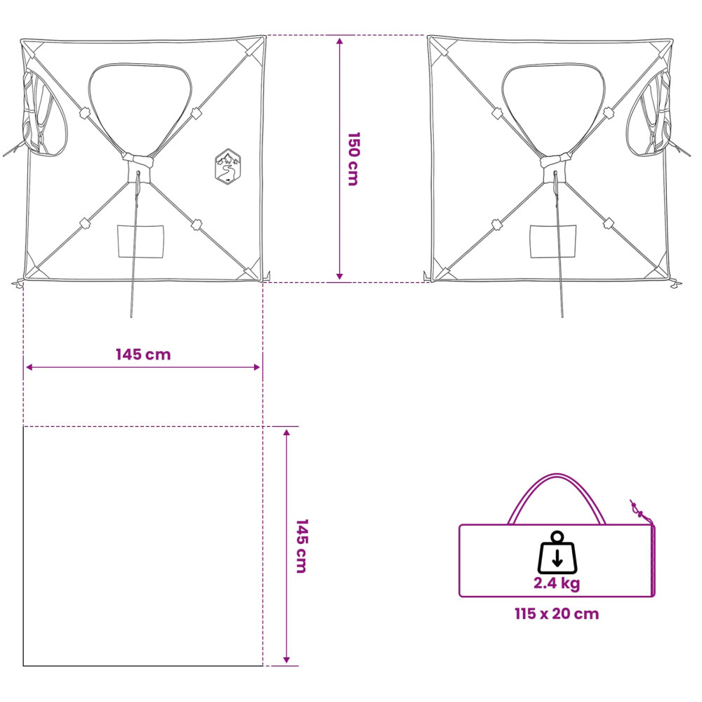Produktbild för Jaktält med tak Armégrön 145 x 145 x 150 cm Polyester och Stål