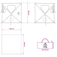 Produktbild för Jaktält med tak Armégrön 145 x 145 x 150 cm Polyester och Stål