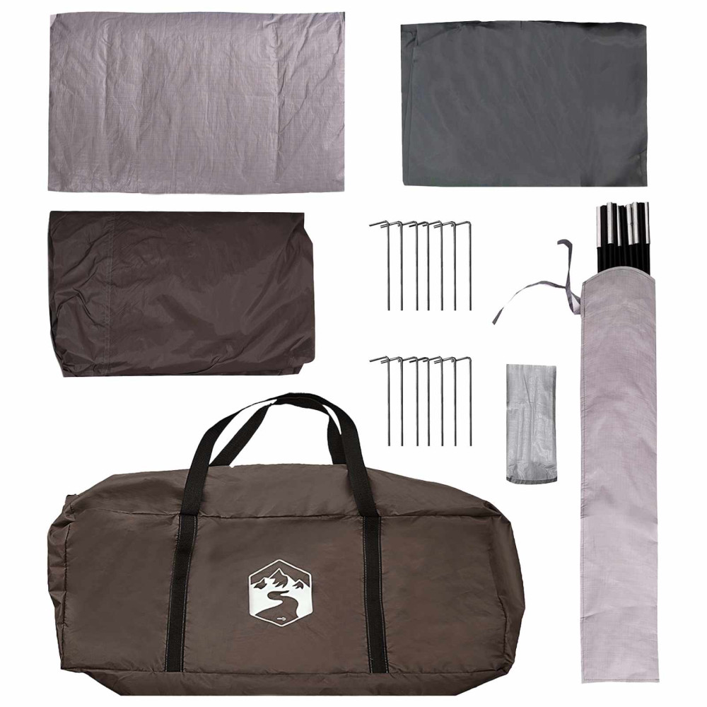 Produktbild för Familjetält med tak Brun Grå 320 x 210 x 180 cm Polyester