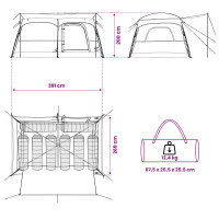 Produktbild för Familjetält med tak Brun Grå 380 x 260 x 190 cm Polyester