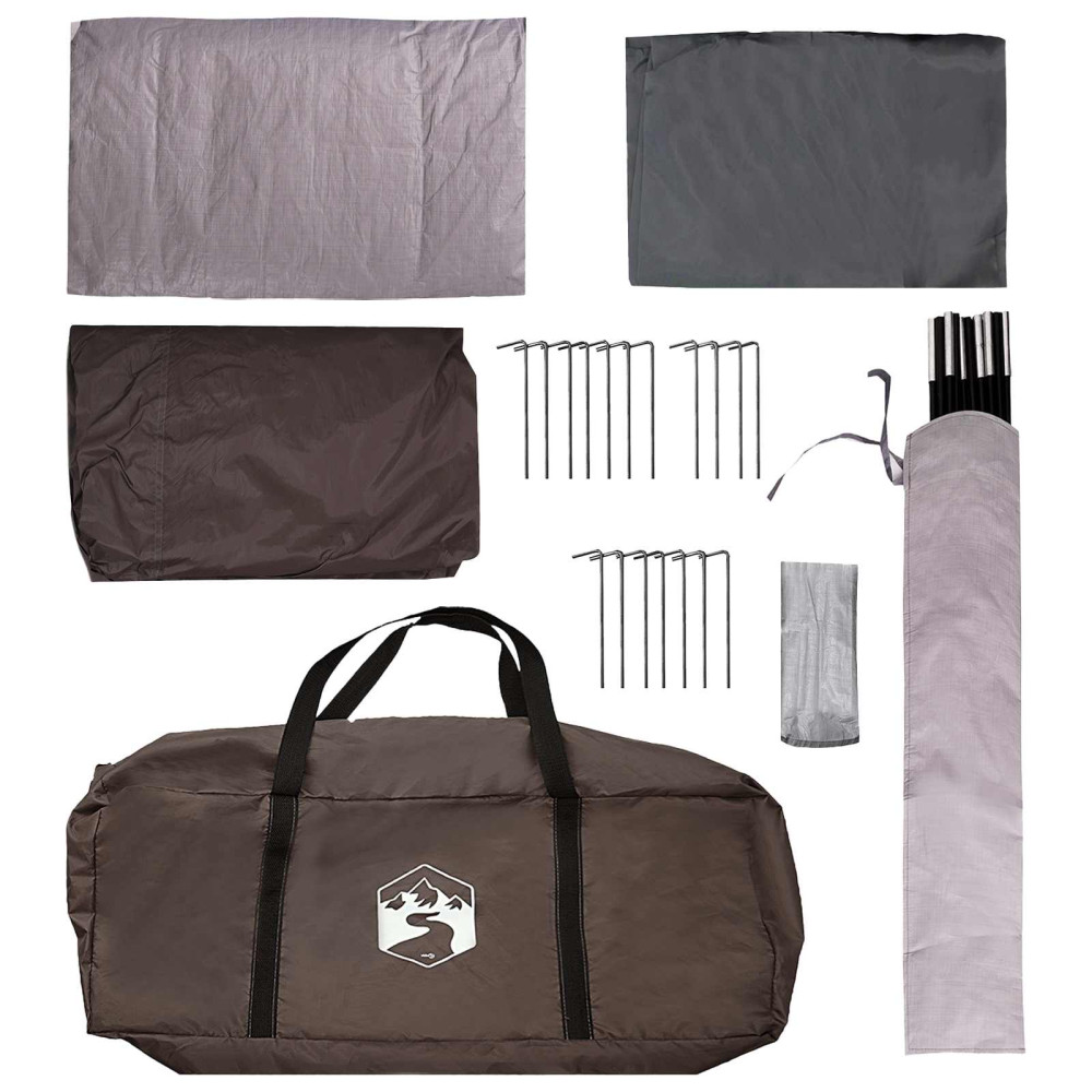 Produktbild för Familjetält Brun Grå 500 x 400 x 230 cm Polyester och Stål