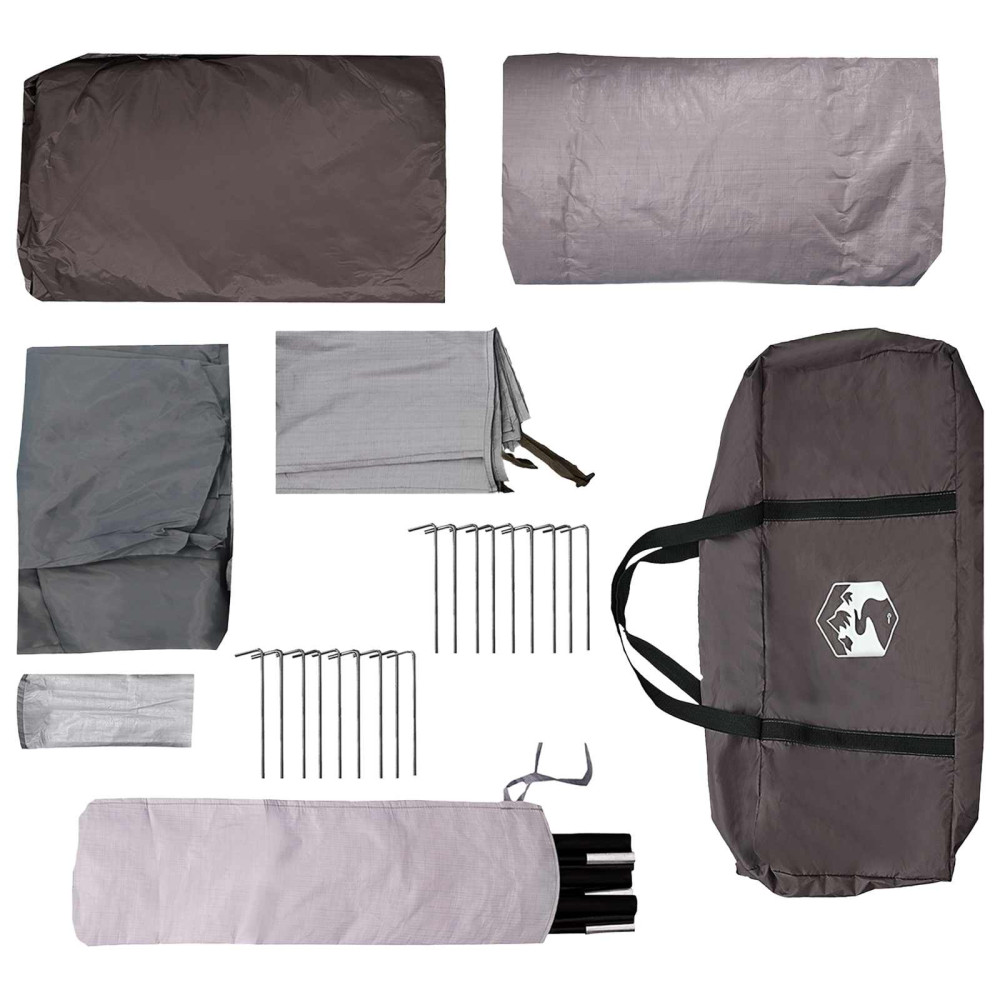 Produktbild för Tunneltält Brun Grå 366 x 244 x 198 cm Polyester och Stål