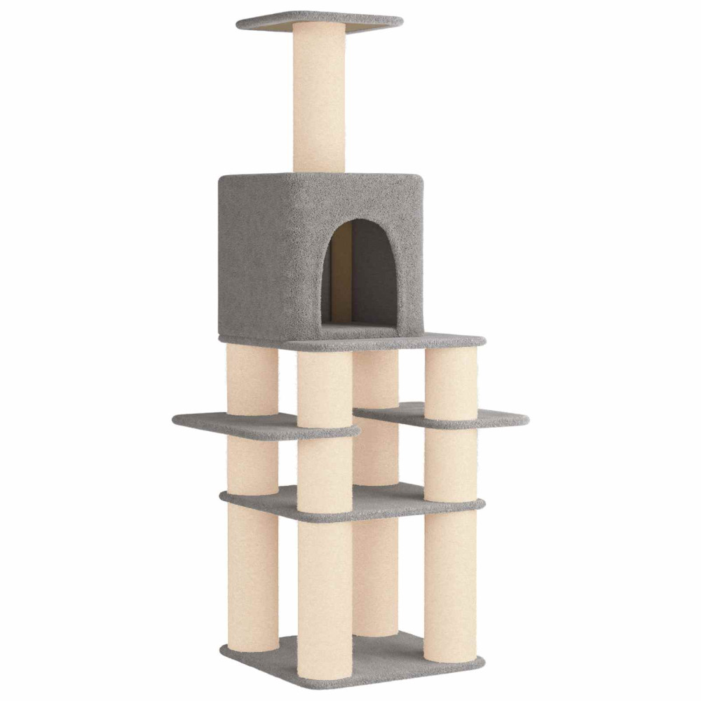 Produktbild för Kattträd med sisal klöspelare Ljusgrå 180 cm