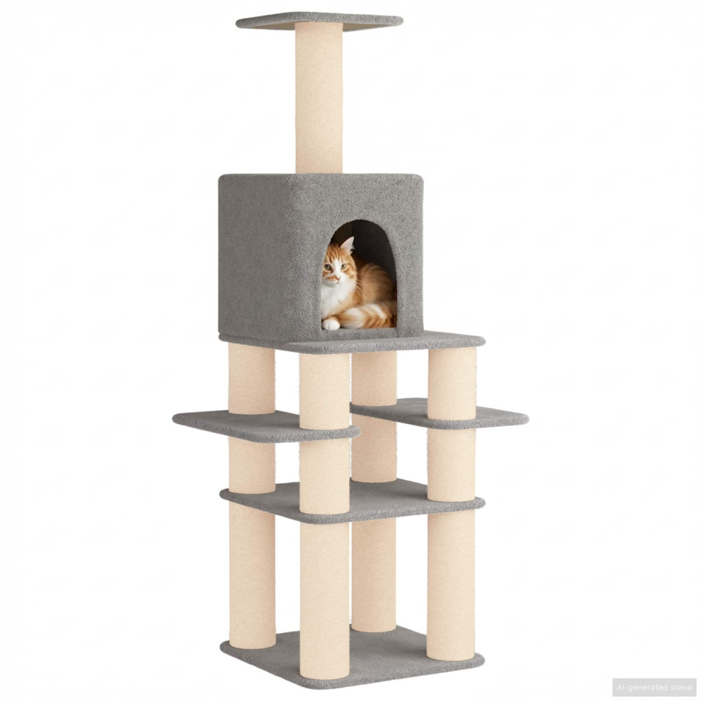 Produktbild för Kattträd med sisal klöspelare Ljusgrå 180 cm