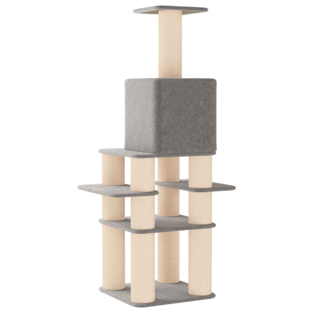 Produktbild för Kattträd med sisal klöspelare Ljusgrå 180 cm