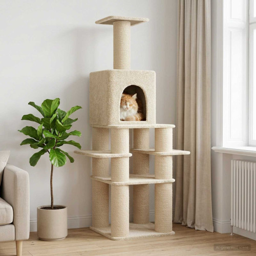 vidaXL Kattträd med sisal klöspelare Gräddvit 180 cm
