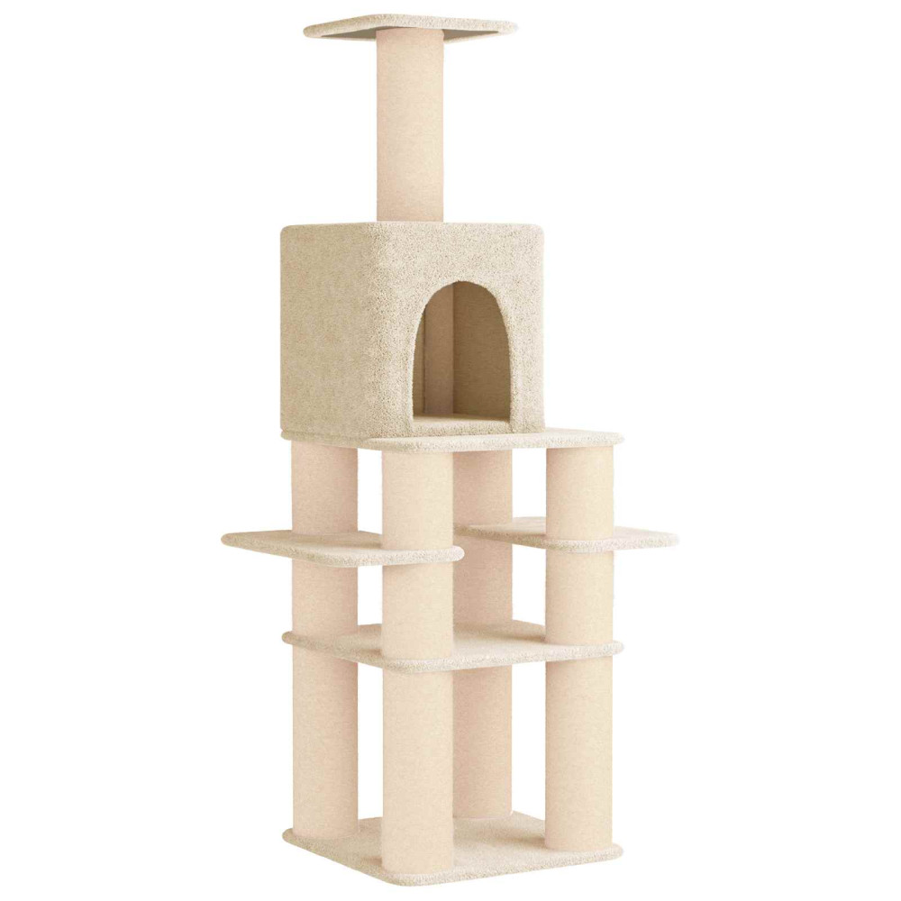 Produktbild för Kattträd med sisal klöspelare Gräddvit 180 cm