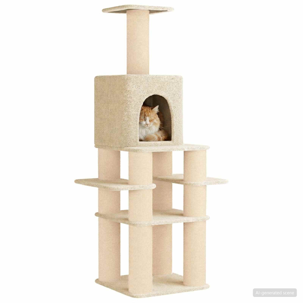 Produktbild för Kattträd med sisal klöspelare Gräddvit 180 cm