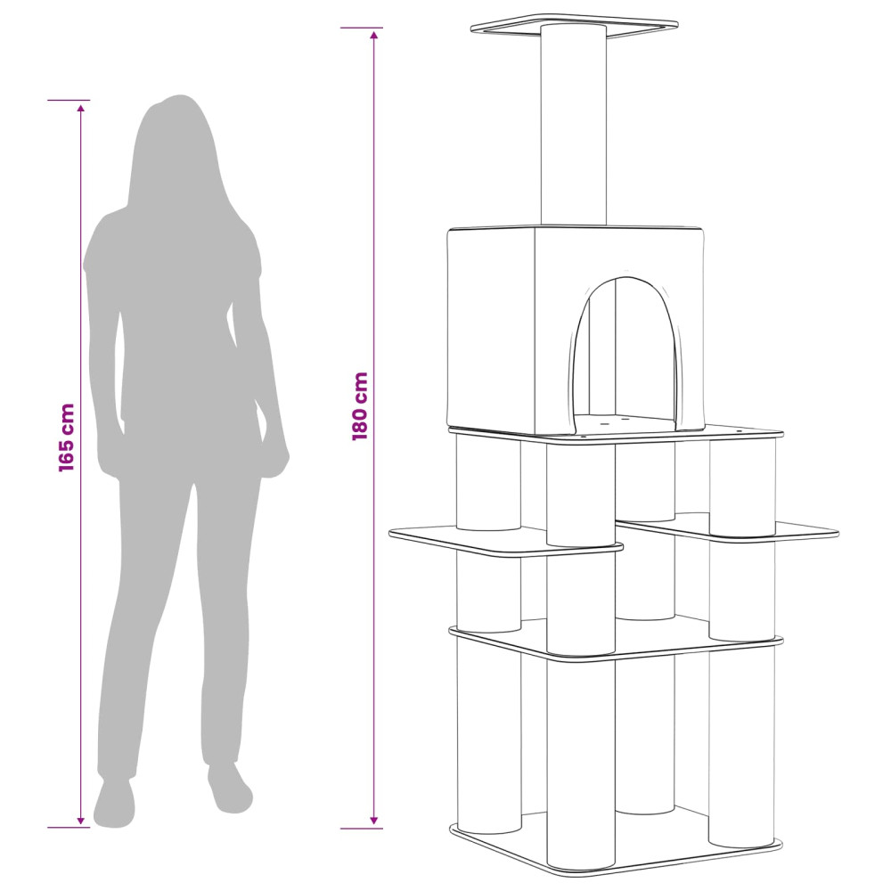 Produktbild för Kattträd med sisal klöspelare Gräddvit 180 cm