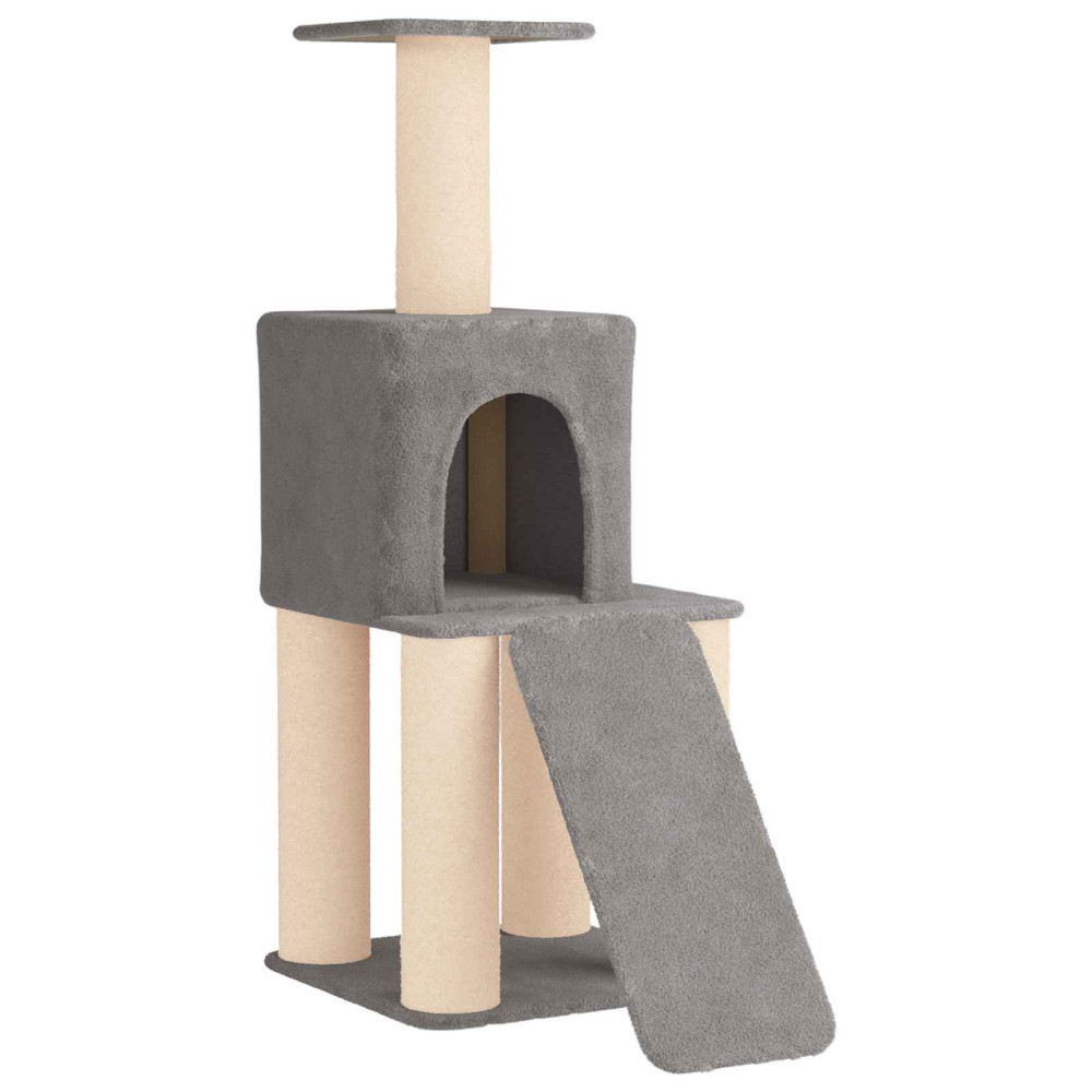 Produktbild för Kattträd med sisal klöspelare Ljusgrå 146 cm