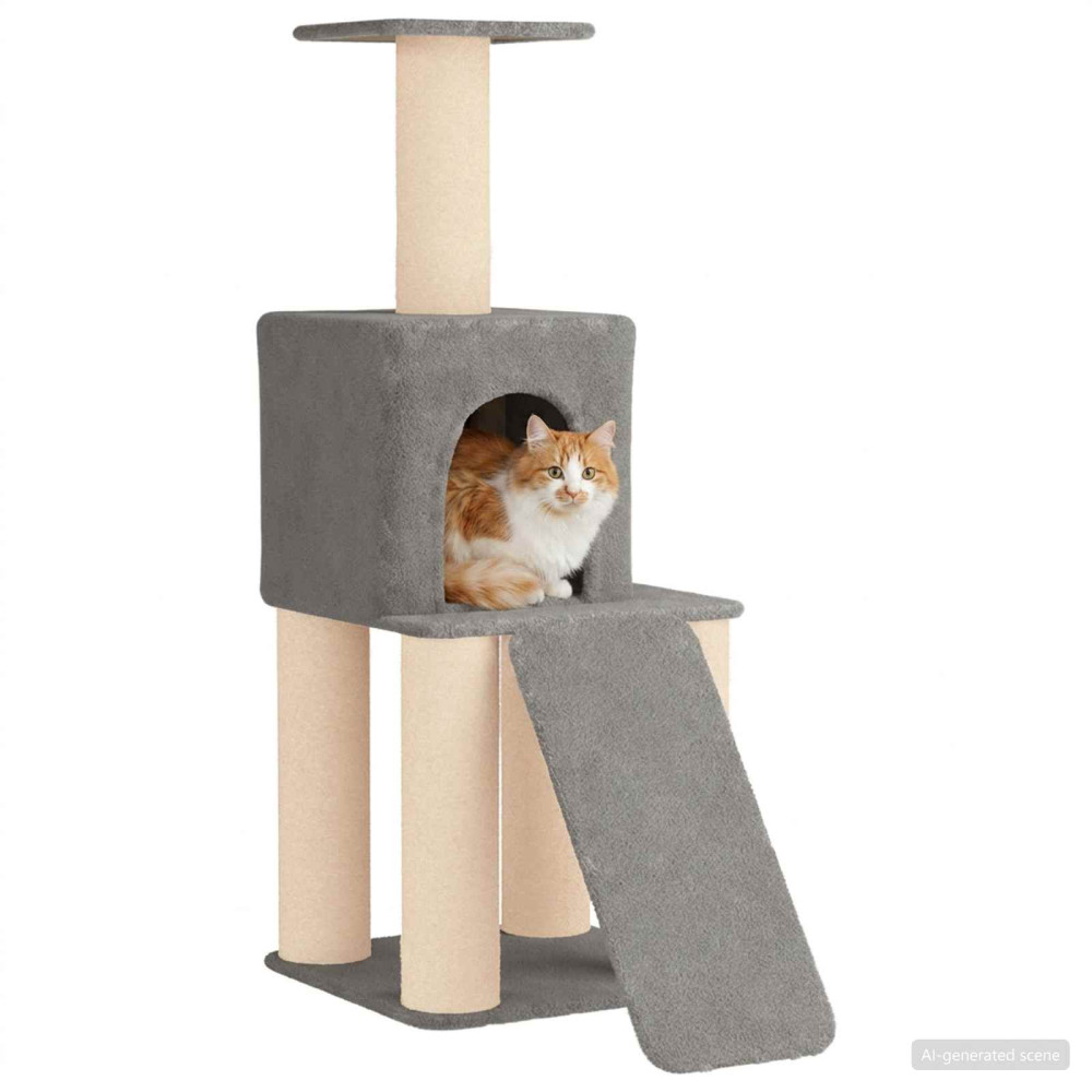 Produktbild för Kattträd med sisal klöspelare Ljusgrå 146 cm