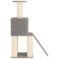 Produktbild för Kattträd med sisal klöspelare Ljusgrå 146 cm