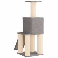 Produktbild för Kattträd med sisal klöspelare Ljusgrå 146 cm