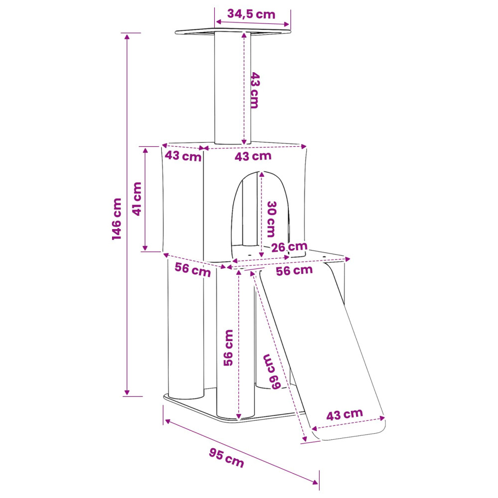 Produktbild för Kattträd med sisal klöspelare Ljusgrå 146 cm