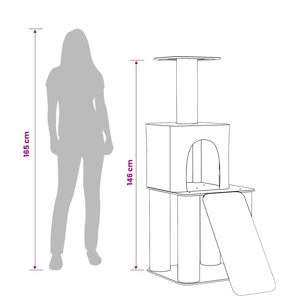 Produktbild för Kattträd med sisal klöspelare Mörkgrå 146 cm