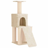 Produktbild för Kattträd med sisal klöspelare Gräddvit 146 cm