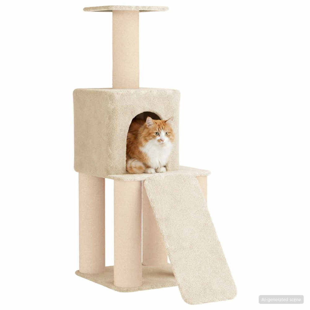 Produktbild för Kattträd med sisal klöspelare Gräddvit 146 cm