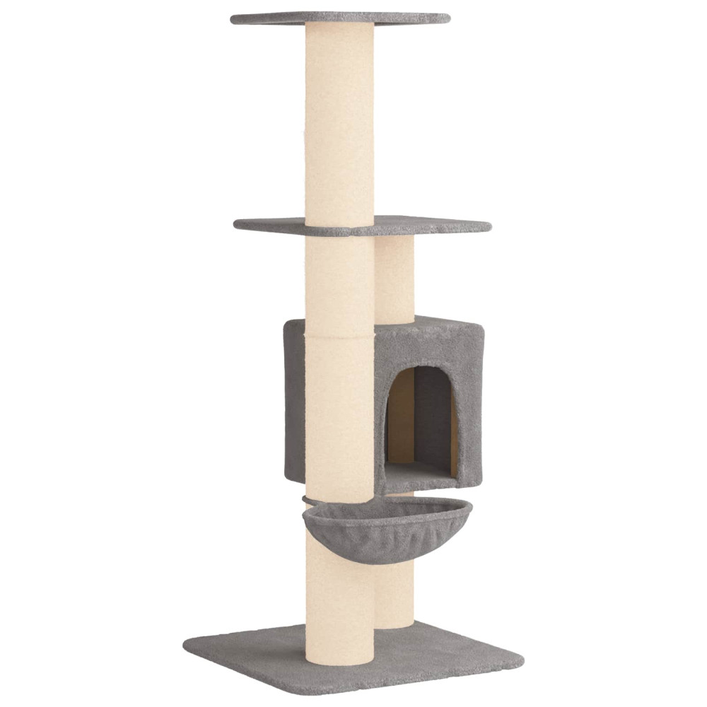 Produktbild för Kattträd med sisal klöspelare Ljusgrå 137 cm