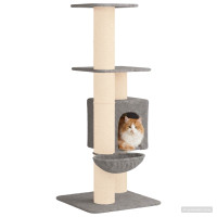 Produktbild för Kattträd med sisal klöspelare Ljusgrå 137 cm