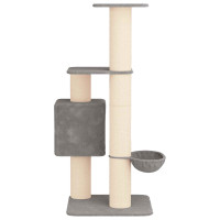 Produktbild för Kattträd med sisal klöspelare Ljusgrå 137 cm