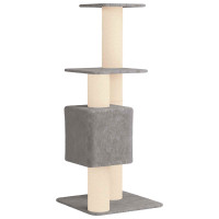 Produktbild för Kattträd med sisal klöspelare Ljusgrå 137 cm