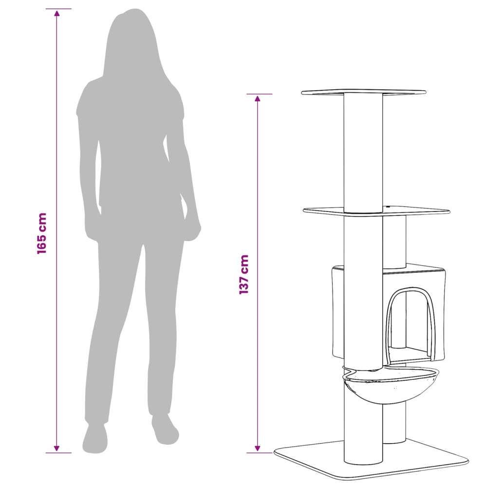 Produktbild för Kattträd med sisal klöspelare Mörkgrå 137 cm