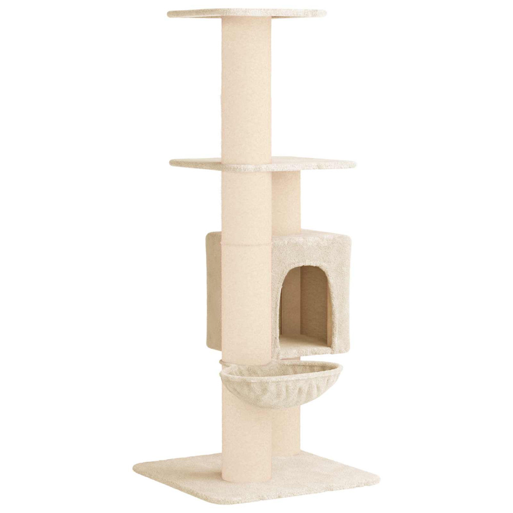 Produktbild för Kattträd med sisal klöspelare Gräddvit 137 cm