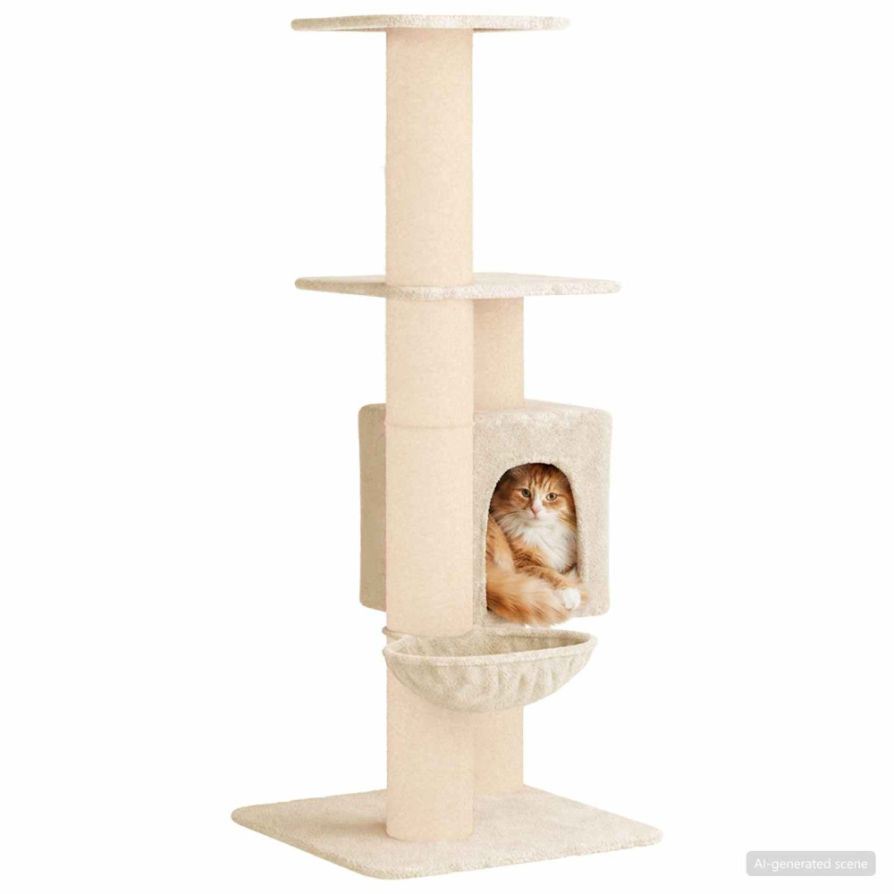 Produktbild för Kattträd med sisal klöspelare Gräddvit 137 cm