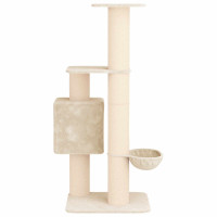 Produktbild för Kattträd med sisal klöspelare Gräddvit 137 cm