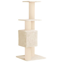 Produktbild för Kattträd med sisal klöspelare Gräddvit 137 cm