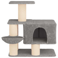 Produktbild för Kattträd med sisal klöspelare Ljusgrå 96 cm