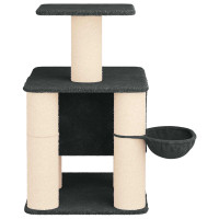 Produktbild för Kattträd med sisal klöspelare Mörkgrå 96 cm