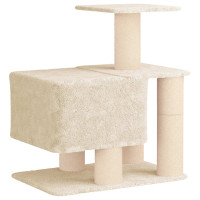 Produktbild för Kattträd med sisal klöspelare Gräddvit 96 cm