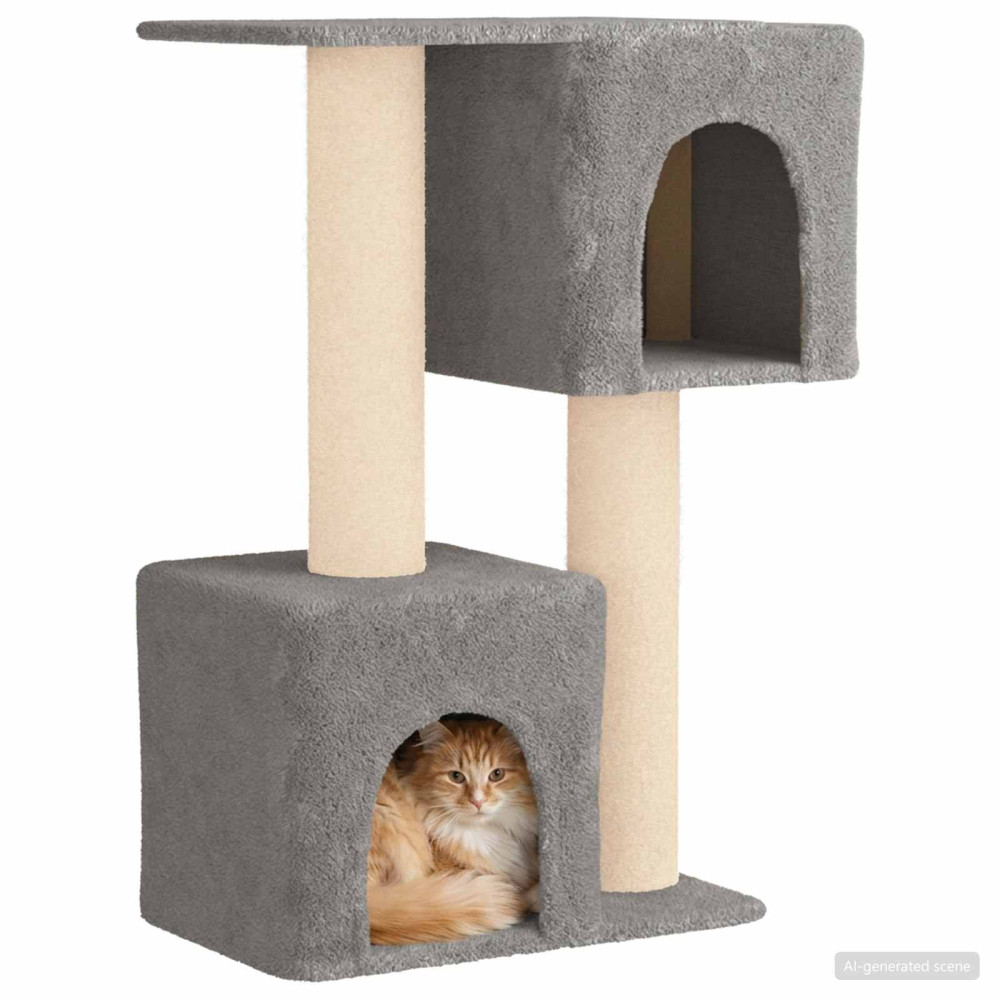 Produktbild för Kattträd med sisal klöspelare Ljusgrå 114 cm