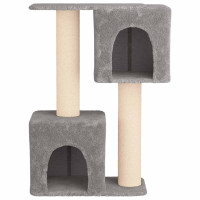 Produktbild för Kattträd med sisal klöspelare Ljusgrå 114 cm