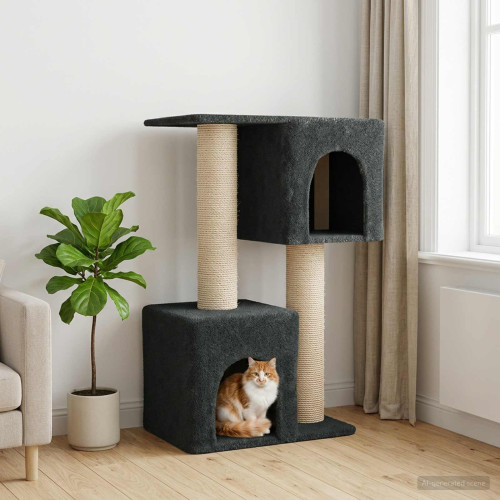 vidaXL Kattträd med sisal klöspelare Mörkgrå 114 cm
